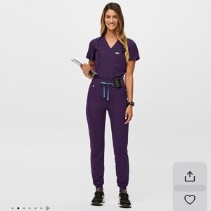 Women's Purple Jam FIGS scrub top & bottoms